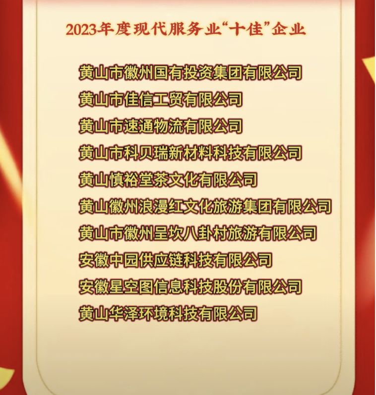 喜報！國投集團榮獲徽州區(qū)2023年度現(xiàn)代服務(wù)業(yè)“十佳”企業(yè)榮譽稱號